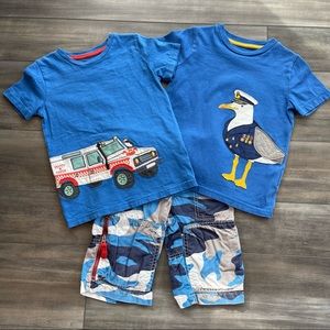 Mini Boden Classic Techno Shorts & Matching Shirts Bundle - 4 yr